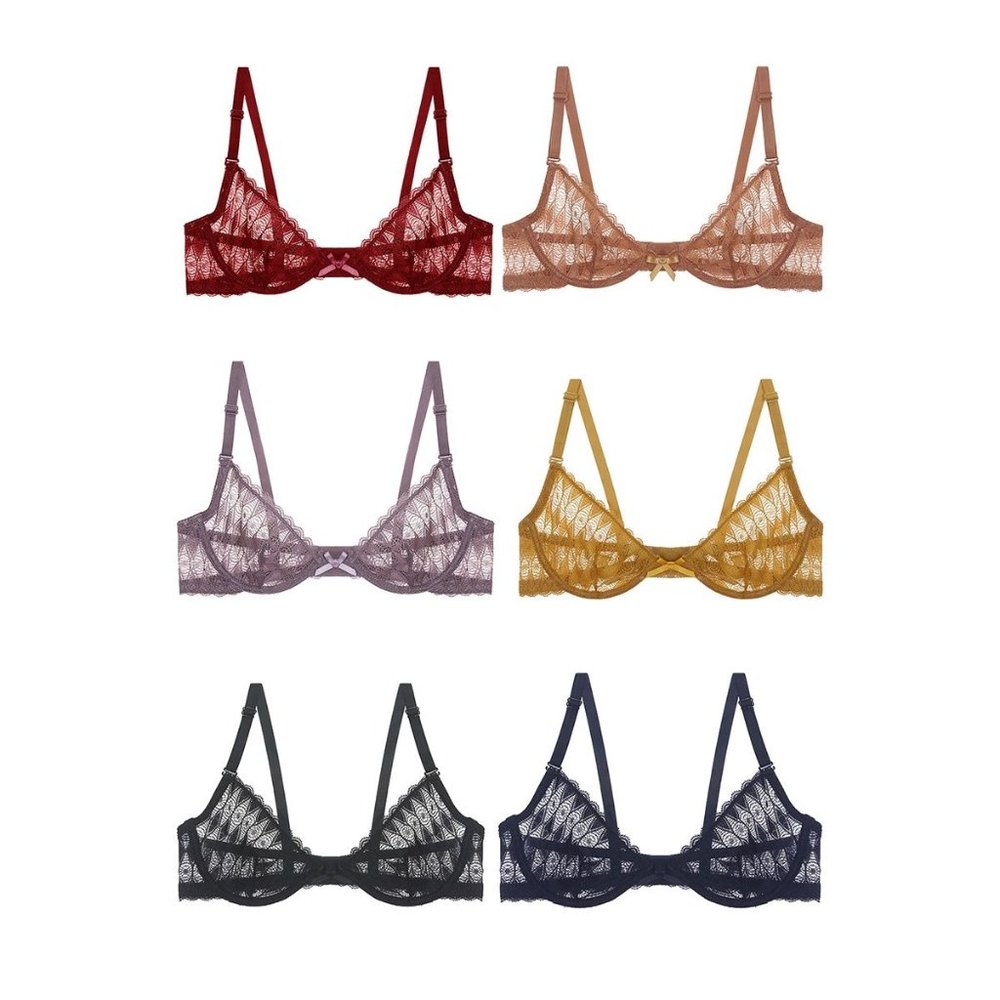 6 Geometric underwire lace bra gorgeous colors
